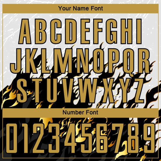 Uniform Fußball Sublimation Flamme Alt Gold-Schwarz Weiß Jersey Custom Uniform Fußball Sublimation Flamme Alt Gold-Schwarz Weiß Jersey Custom