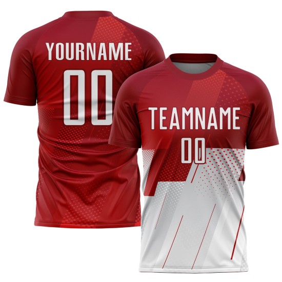 Fußball Sublimation Rot Custom Weiß Uniform Trikot Fußball Sublimation Rot Custom Weiß Uniform Trikot