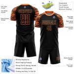 Benutzerdefinierte Sublimation Streifen Schwarz Jersey Fußball Orange Uniform Tiger Benutzerdefinierte Sublimation Streifen Schwarz Jersey Fußball Orange Uniform Tiger