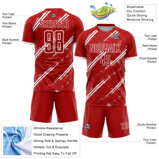 Benutzerdefinierte weiße Fußball-rote Trikotuniform Sublimation Benutzerdefinierte weiße Fußball-rote Trikotuniform Sublimation