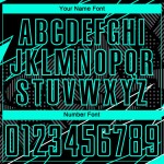 Jersey Uniform Sublimation Aqua Custom Schwarz Fußball Linien Jersey Uniform Sublimation Aqua Custom Schwarz Fußball Linien