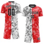 Jersey Sublimation Custom Rot Schwarz-Weiß Fußballuniform Jersey Sublimation Custom Rot Schwarz-Weiß Fußballuniform