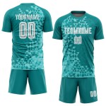 Weiße Uniform Drittes Custom Teal Sublimation Fußballtrikot Weiße Uniform Drittes Custom Teal Sublimation Fußballtrikot