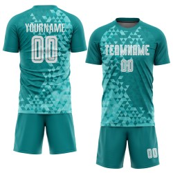 Weiße Uniform Drittes Custom Teal Sublimation Fußballtrikot Weiße Uniform Drittes Custom Teal Sublimation Fußballtrikot