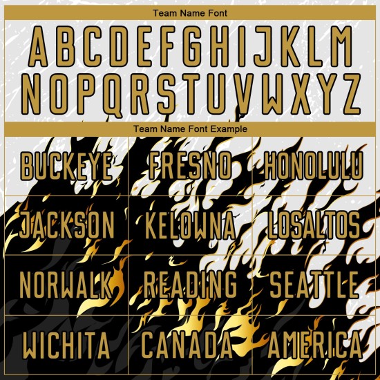 Uniform Fußball Sublimation Flamme Alt Gold-Schwarz Weiß Jersey Custom Uniform Fußball Sublimation Flamme Alt Gold-Schwarz Weiß Jersey Custom