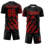 Schwarzes Trikot Fußball Sublimation Uniform Rot Custom Schwarzes Trikot Fußball Sublimation Uniform Rot Custom