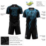 Jersey Blau Uniform Custom Schwarz Fußball Sublimation Himmel Jersey Blau Uniform Custom Schwarz Fußball Sublimation Himmel