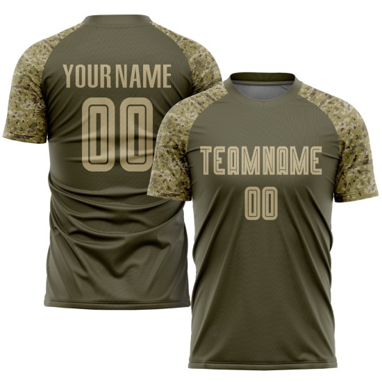 Sublimation Gold-Camo Vegas zum Service Uniform Olive Jersey Fußball benutzerdefinierte Salut Sublimation Gold-Camo Vegas zum Service Uniform Olive Jersey Fußball benutzerdefinierte Salut