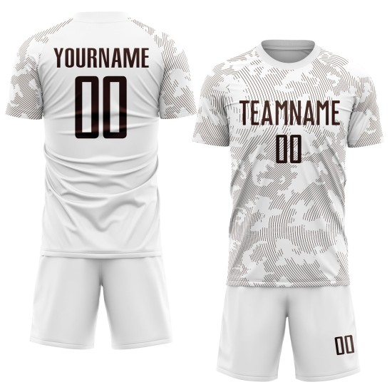 Jersey Sublimation Braun Fußball Uniform Weiß Custom Jersey Sublimation Braun Fußball Uniform Weiß Custom