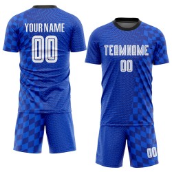 Fußball Royal Trikot Sublimation Uniform Weiß-Schwarz Custom Fußball Royal Trikot Sublimation Uniform Weiß-Schwarz Custom