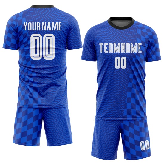 Fußball Royal Trikot Sublimation Uniform Weiß-Schwarz Custom Fußball Royal Trikot Sublimation Uniform Weiß-Schwarz Custom
