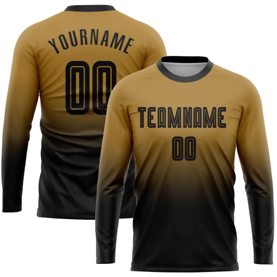 Gold Fade Custom Fußball Lange Alte Sublimation Jersey Uniform Mode Schwarz Gold Fade Custom Fußball Lange Alte Sublimation Jersey Uniform Mode Schwarz