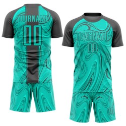 Jersey Sublimation Fußball Abstrakt Aqua Custom Grau Stahl Uniform Flüssigkeit Jersey Sublimation Fußball Abstrakt Aqua Custom Grau Stahl Uniform Flüssigkeit