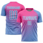 Helle benutzerdefinierte rosa-weiße Uniform blaues Trikot Fußball Sublimation Helle benutzerdefinierte rosa-weiße Uniform blaues Trikot Fußball Sublimation