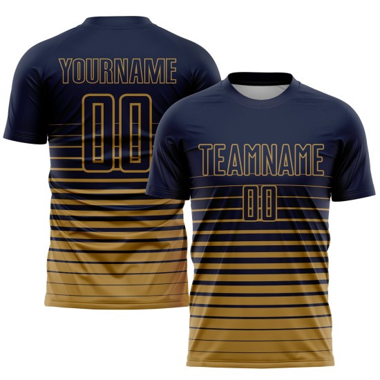 Sublimation Gold Nadelstreifen Navy Fußball Verblassen Uniform Jersey Custom Old Fashion Sublimation Gold Nadelstreifen Navy Fußball Verblassen Uniform Jersey Custom Old Fashion
