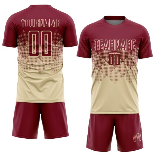 Benutzerdefinierte Uniform Creme Jersey Fußball Sublimation Crimson Benutzerdefinierte Uniform Creme Jersey Fußball Sublimation Crimson