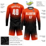 Uniform Sublimation Mode Lange Fußball Orange Weiß-Schwarz Custom Sleeve Jersey Verblassen Uniform Sublimation Mode Lange Fußball Orange Weiß-Schwarz Custom Sleeve Jersey Verblassen