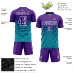 Uniform Lila-Weiß Custom Jersey Sublimation Teal Fußball Uniform Lila-Weiß Custom Jersey Sublimation Teal Fußball