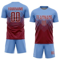 Trikot Sublimation Light Uniform Crimson-Creme Custom Soccer Blau Trikot Sublimation Light Uniform Crimson-Creme Custom Soccer Blau