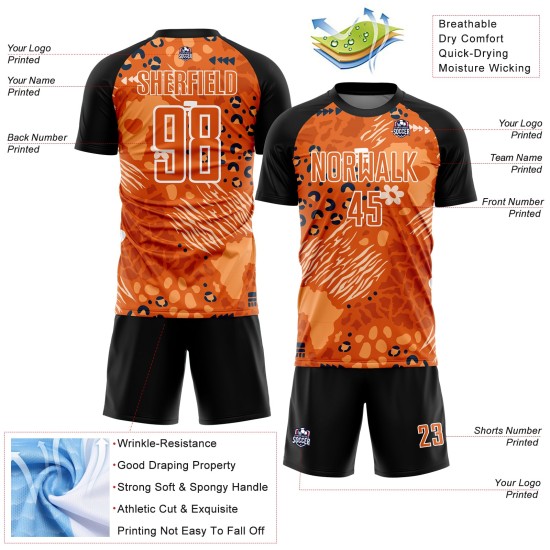 Uniform Jersey Orange Custom Bay Afrikanische Muster Sublimation Fußball Orange-Schwarz Uniform Jersey Orange Custom Bay Afrikanische Muster Sublimation Fußball Orange-Schwarz