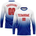 Jersey Langarm Fade Uniform Rot-Royal Custom Weiß Sublimation Fußball Mode Jersey Langarm Fade Uniform Rot-Royal Custom Weiß Sublimation Fußball Mode