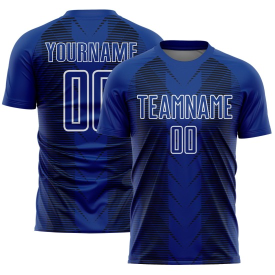Benutzerdefinierte Blau US Navy Schwarz-Weiß Sublimation Jersey Linien Fußballuniform Benutzerdefinierte Blau US Navy Schwarz-Weiß Sublimation Jersey Linien Fußballuniform