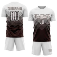 Benutzerdefinierte weiße Fußball-Trikot Uniform Sublimation braun Benutzerdefinierte weiße Fußball-Trikot Uniform Sublimation braun