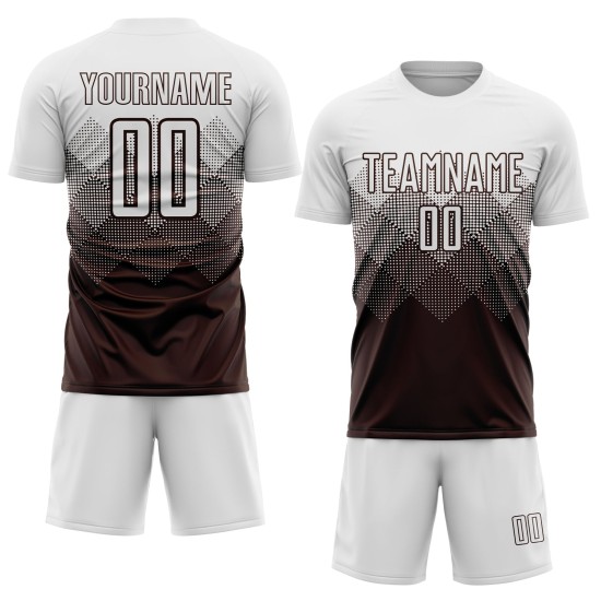 Benutzerdefinierte weiße Fußball-Trikot Uniform Sublimation braun Benutzerdefinierte weiße Fußball-Trikot Uniform Sublimation braun