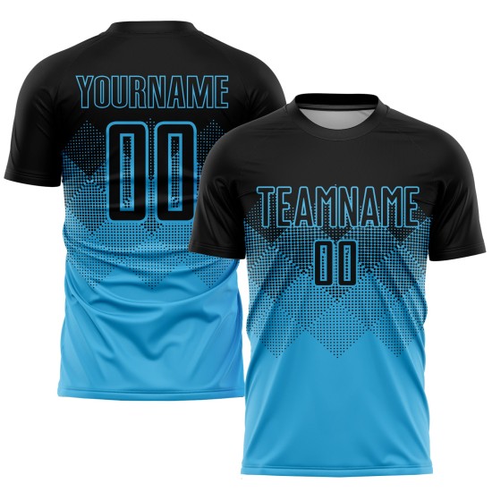Sky Sublimation Schwarz Custom Uniform Blau Fußballtrikot Sky Sublimation Schwarz Custom Uniform Blau Fußballtrikot