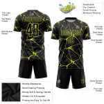 Gelbes Fußballuniform-Trikot, individuell, schwarz, Sublimation, Neon Gelbes Fußballuniform-Trikot, individuell, schwarz, Sublimation, Neon