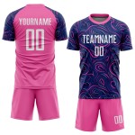 Fußballtrikot Weiß-Rosa Sublimation Navy Uniform Custom Fußballtrikot Weiß-Rosa Sublimation Navy Uniform Custom