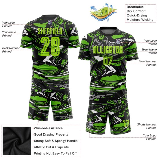 Grüne Fußballuniform Grün-Aurora Sublimation Custom Neon Jersey Figur Grüne Fußballuniform Grün-Aurora Sublimation Custom Neon Jersey Figur
