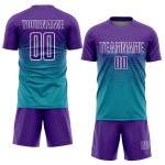 Uniform Lila-Weiß Custom Jersey Sublimation Teal Fußball Uniform Lila-Weiß Custom Jersey Sublimation Teal Fußball