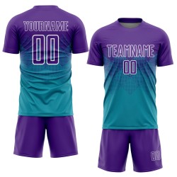 Uniform Lila-Weiß Custom Jersey Sublimation Teal Fußball Uniform Lila-Weiß Custom Jersey Sublimation Teal Fußball