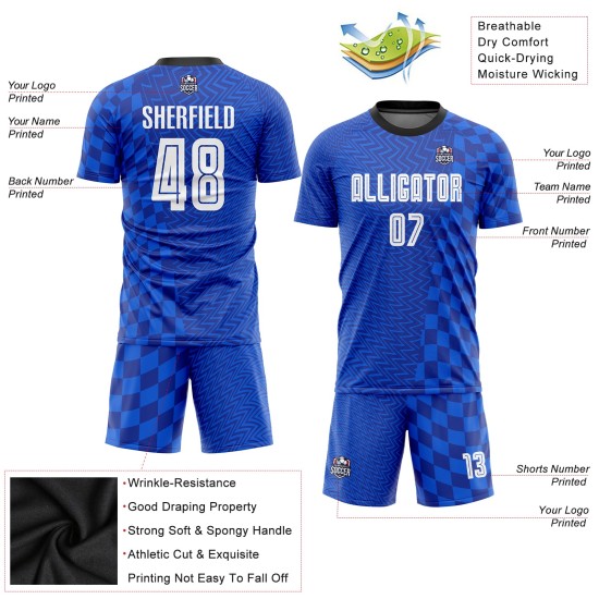 Fußball Royal Trikot Sublimation Uniform Weiß-Schwarz Custom Fußball Royal Trikot Sublimation Uniform Weiß-Schwarz Custom