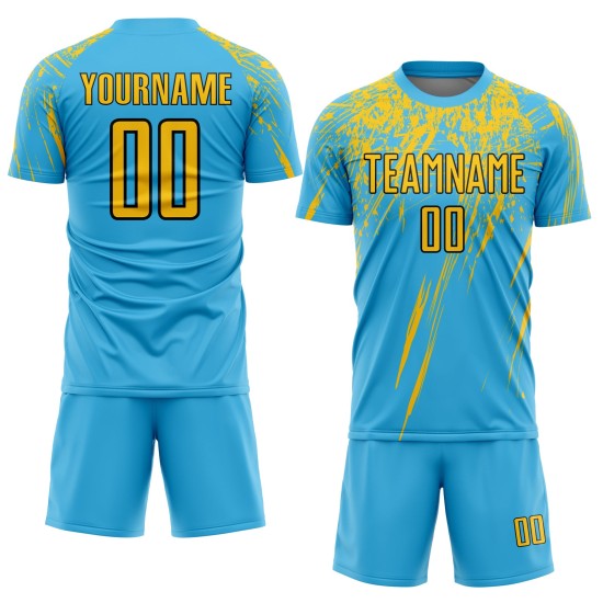 Trikot Blau Sublimation Uniform Custom Gelb-Schwarz Fußball Himmel Trikot Blau Sublimation Uniform Custom Gelb-Schwarz Fußball Himmel