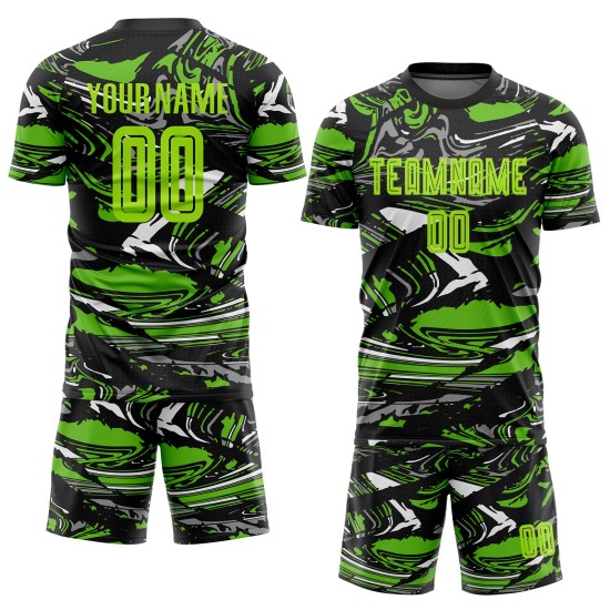 Grüne Fußballuniform Grün-Aurora Sublimation Custom Neon Jersey Figur Grüne Fußballuniform Grün-Aurora Sublimation Custom Neon Jersey Figur