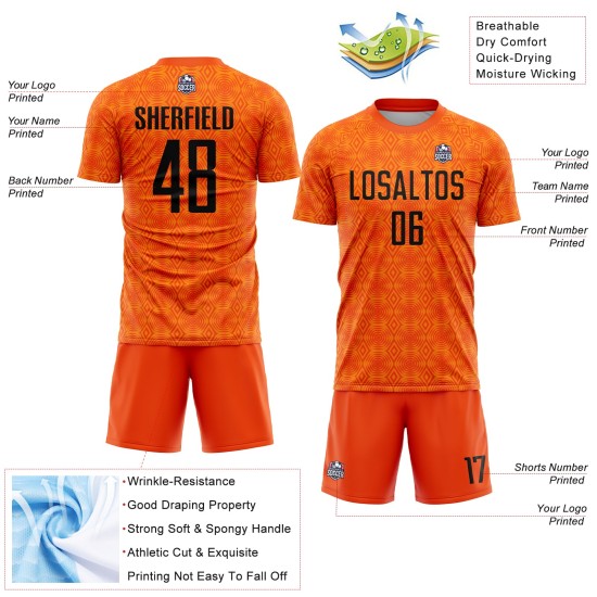 Jersey Orange Black-Bay Custom Shapes Fußball Geometrische Sublimation Uniform Orange Jersey Orange Black-Bay Custom Shapes Fußball Geometrische Sublimation Uniform Orange