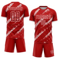 Benutzerdefinierte weiße Fußball-rote Trikotuniform Sublimation Benutzerdefinierte weiße Fußball-rote Trikotuniform Sublimation