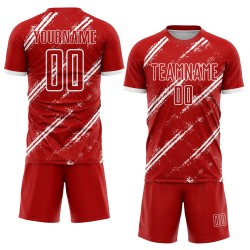 Benutzerdefinierte weiße Fußball-rote Trikotuniform Sublimation Benutzerdefinierte weiße Fußball-rote Trikotuniform Sublimation