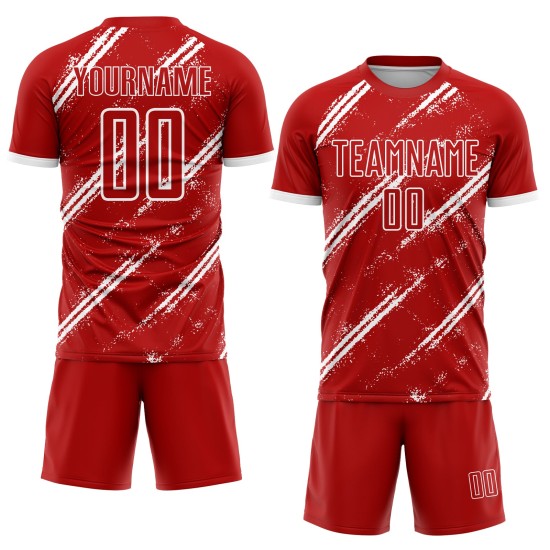Benutzerdefinierte weiße Fußball-rote Trikotuniform Sublimation Benutzerdefinierte weiße Fußball-rote Trikotuniform Sublimation