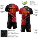 Benutzerdefinierte Graffiti Jersey Rot-Gold Uniform Muster Scratch Fußball Sublimation Benutzerdefinierte Graffiti Jersey Rot-Gold Uniform Muster Scratch Fußball Sublimation