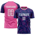 Fußballtrikot Weiß-Rosa Sublimation Navy Uniform Custom Fußballtrikot Weiß-Rosa Sublimation Navy Uniform Custom