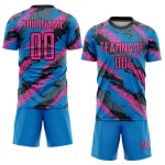 Rosa-Weiß Uniform Sublimation Pulver Custom Fußball Blau Trikot Rosa-Weiß Uniform Sublimation Pulver Custom Fußball Blau Trikot
