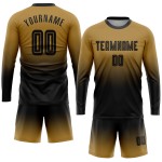 Gold Fade Custom Fußball Lange Alte Sublimation Jersey Uniform Mode Schwarz Gold Fade Custom Fußball Lange Alte Sublimation Jersey Uniform Mode Schwarz