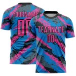 Rosa-Weiß Uniform Sublimation Pulver Custom Fußball Blau Trikot Rosa-Weiß Uniform Sublimation Pulver Custom Fußball Blau Trikot