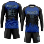 Schwarzes, schwarz-königliches Fußballtrikot mit individueller Sublimations-Uniform Schwarzes, schwarz-königliches Fußballtrikot mit individueller Sublimations-Uniform