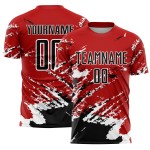 Sublimation Custom Abstrakte Fußball Uniform Rot Schwarz-Weiß Fragment Art Splash Jersey Sublimation Custom Abstrakte Fußball Uniform Rot Schwarz-Weiß Fragment Art Splash Jersey