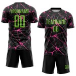 Fußball Sublimation Uniform Schwarz Grün-Pink Custom Jersey Neon Fußball Sublimation Uniform Schwarz Grün-Pink Custom Jersey Neon