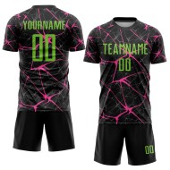 Fußball Sublimation Uniform Schwarz Grün-Pink Custom Jersey Neon Fußball Sublimation Uniform Schwarz Grün-Pink Custom Jersey Neon